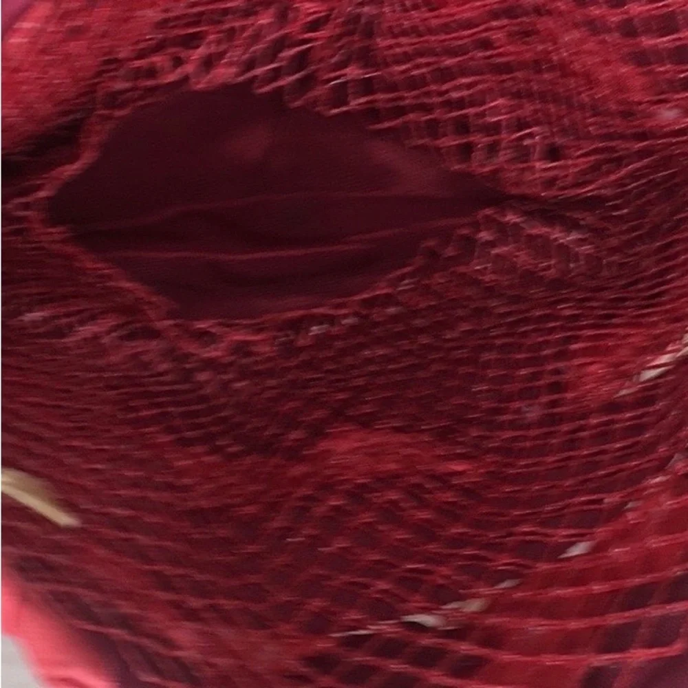 Vintage MCM Burgundy Red Satin and Velvet Veiled Bucket Hat